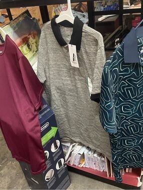 Heather Gray Polo with Black Collar